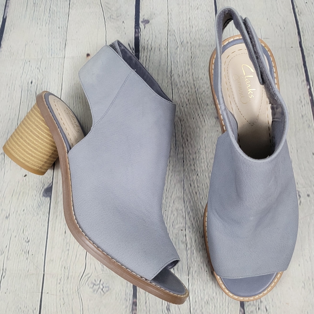 CLARKS SOMERSET | Glacier Charm leather peep toe heel sandals